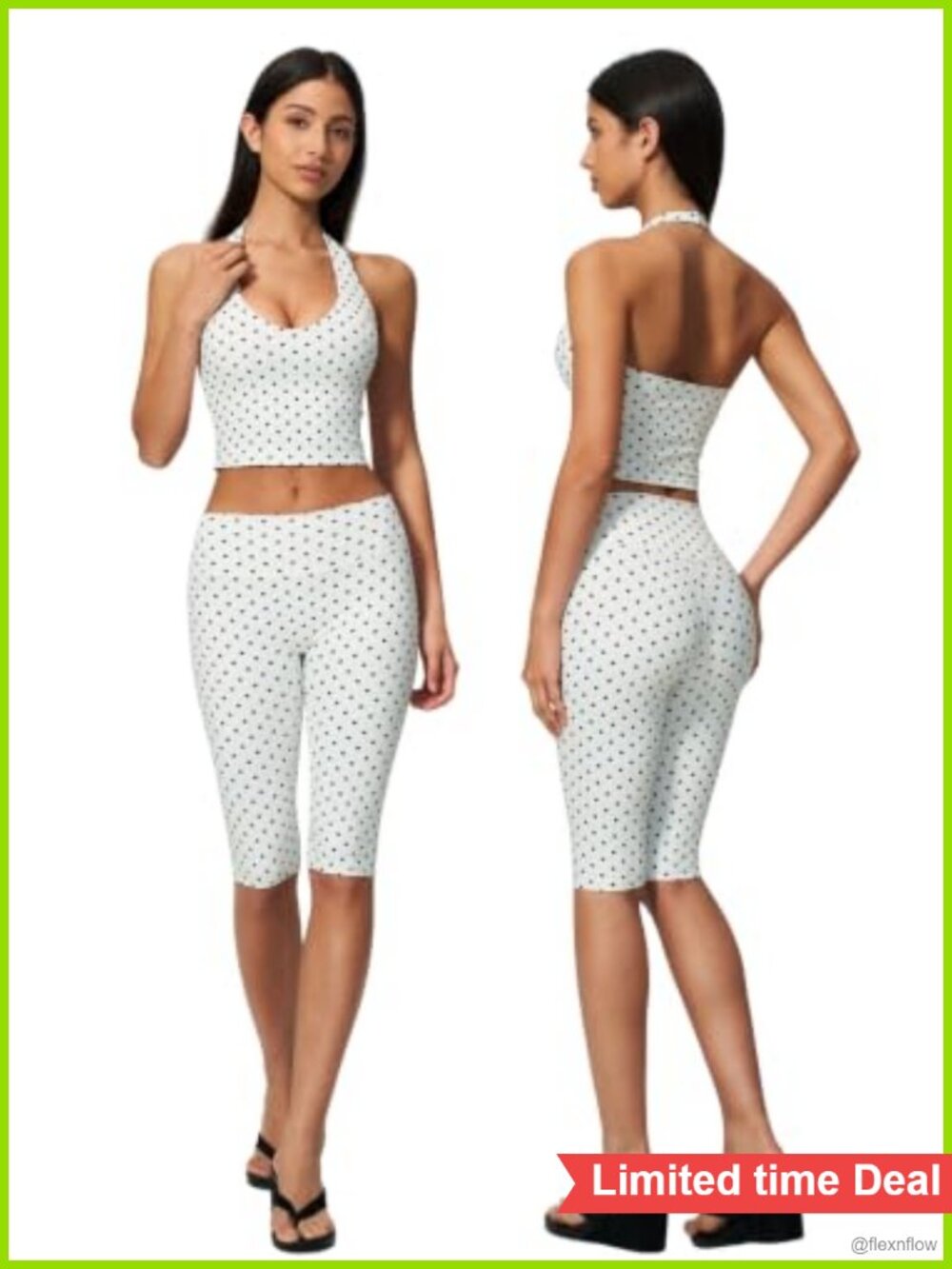 2 Piece Workout Set Halter Tank Top High Waist Capri Yoga Pilates Outfit